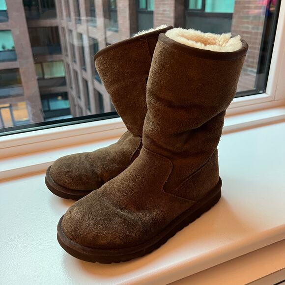 Ugg Australia Zip Tall Boots Sheepskin Girls Youth Size 4 / Size 5.5 - 6 W - Picture 1 of 8